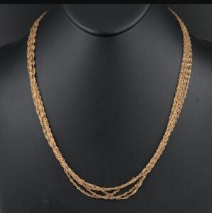 14K Multi-Strand Fancy Singapore Chain Necklace